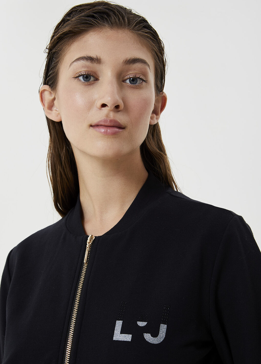 Sweatshirt with zip and logo Black Liu Jo - large image number 2