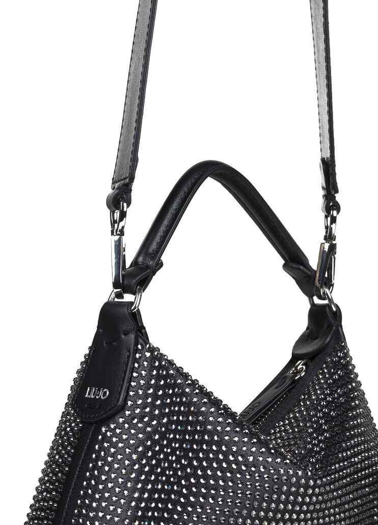Mini hobo bag with rhinestones black Liu Jo - large image number 3