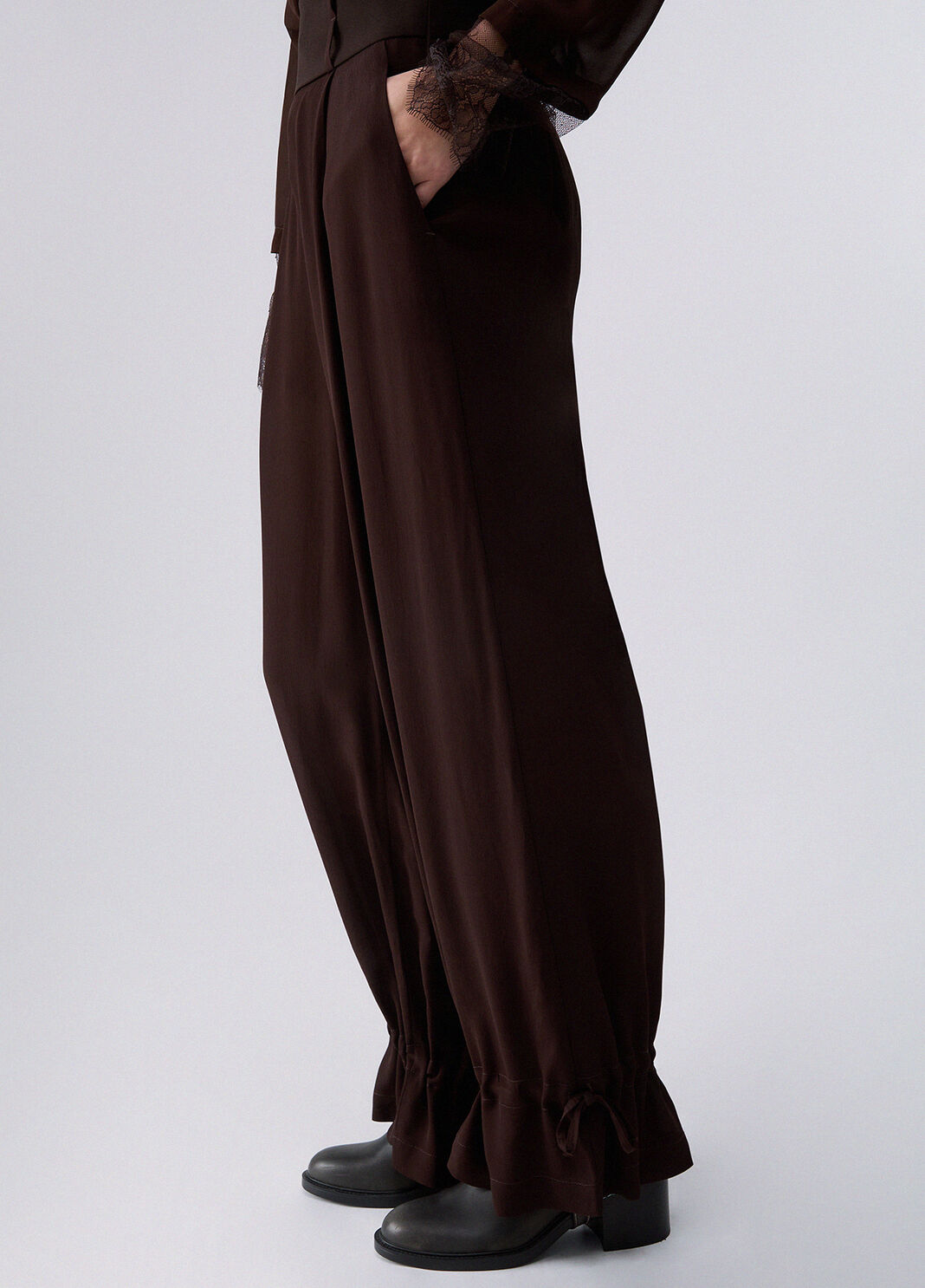 Pantaloni ampi con coulisse moka Liu Jo - large image number 4