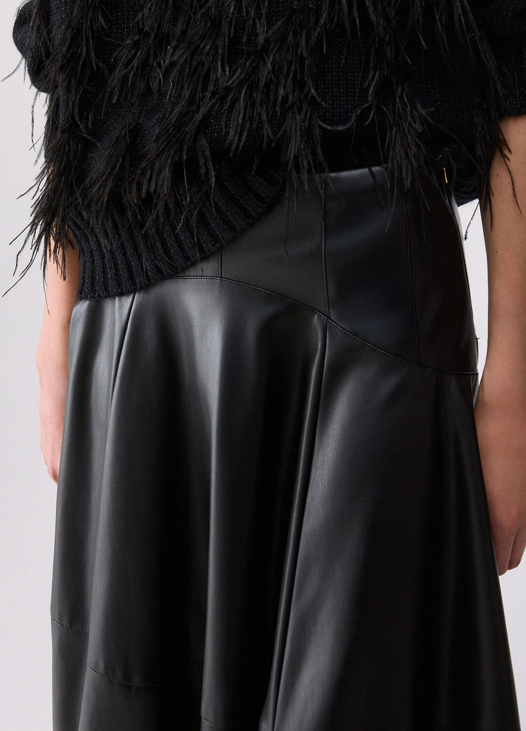 Midi skirt in coated fabric black Liu Jo - large image number 4
