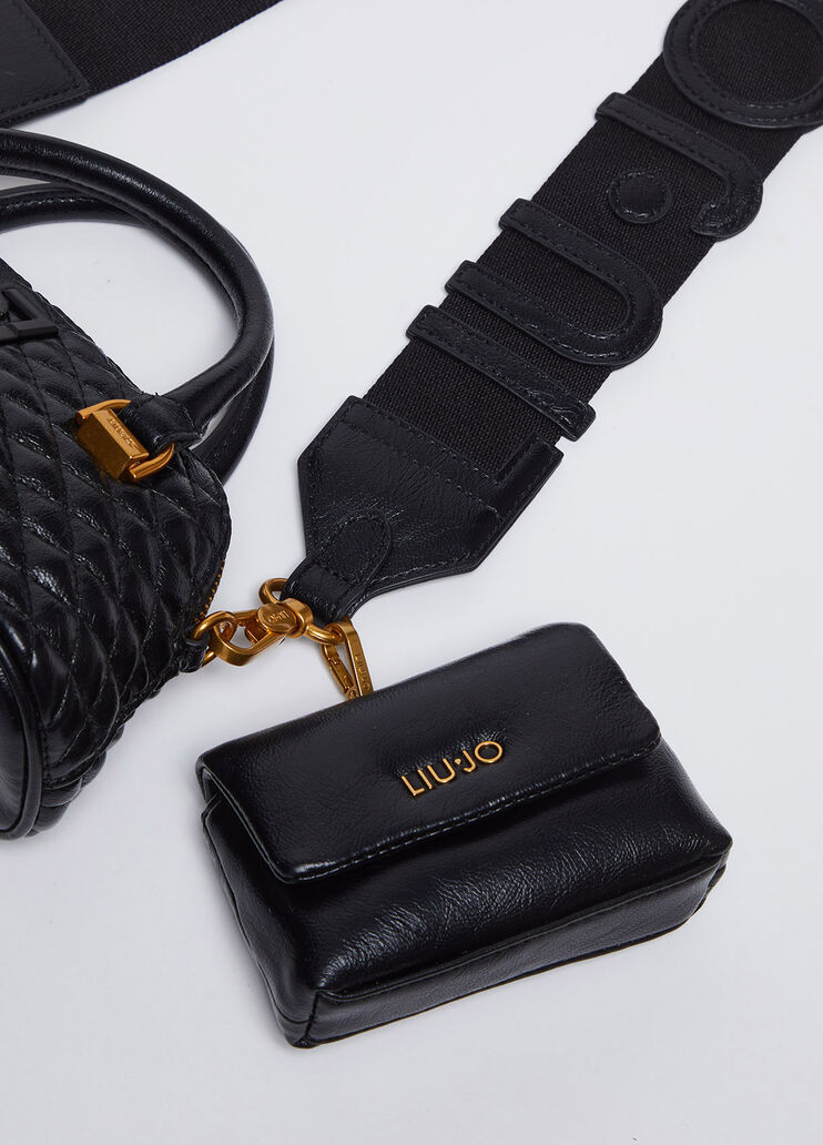 Kleine Tasche aus glänzendem Matelassé Schwarz Liu Jo - large image number 4