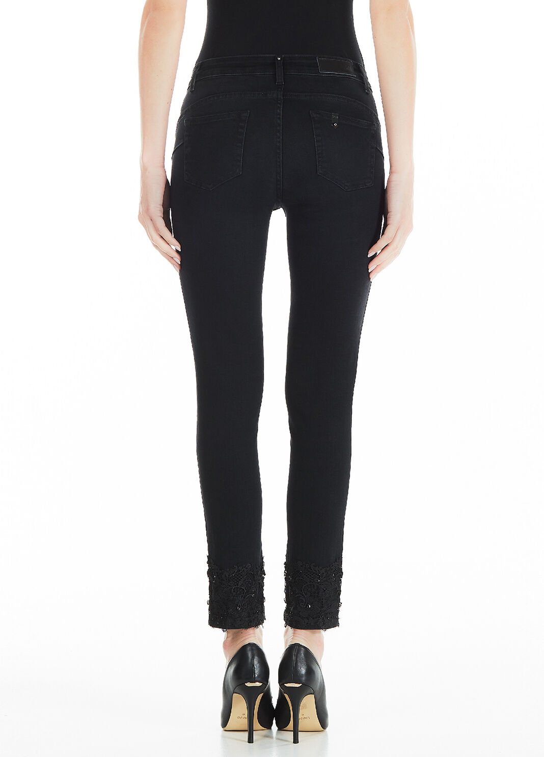 Джинсы скинни с кружевом и камнями Чёрный Liu Jo - large image number 1