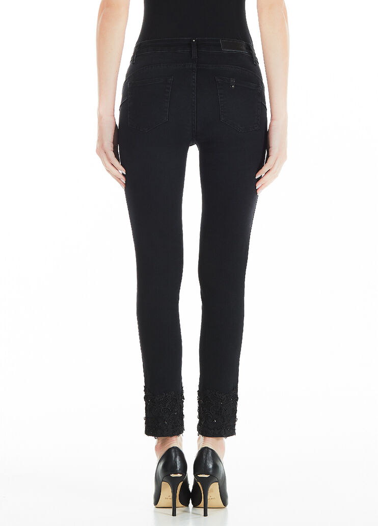 Skinny jeans with lace and precious stones Black Liu Jo - large image number 1 Skinny jeans with lace and precious stones Black Liu Jo - large image number 1