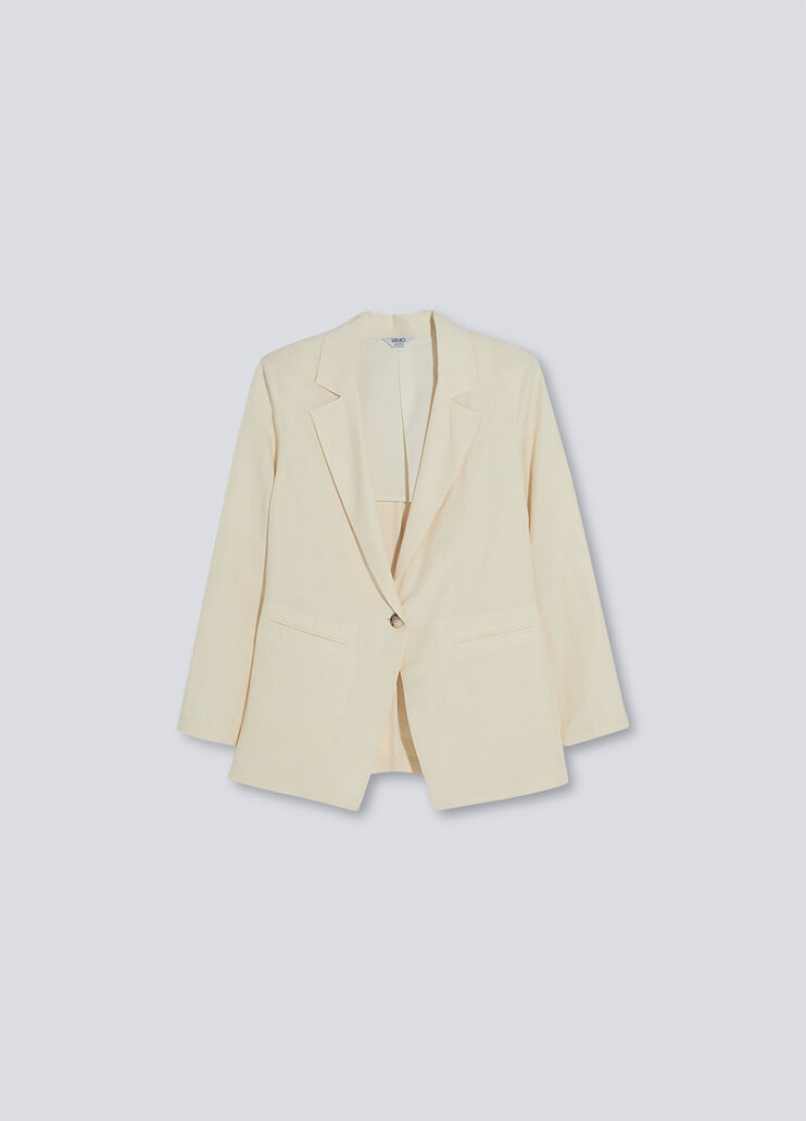 Linen blend blazer ivory Liu Jo - large image number 4