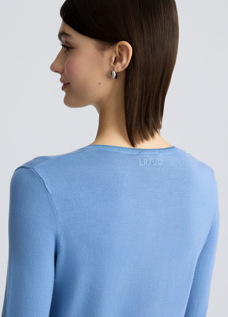 Cardigan with jewel buttons bright blue Liu Jo - large image number 4 Cardigan with jewel buttons bright blue Liu Jo - large image number 4