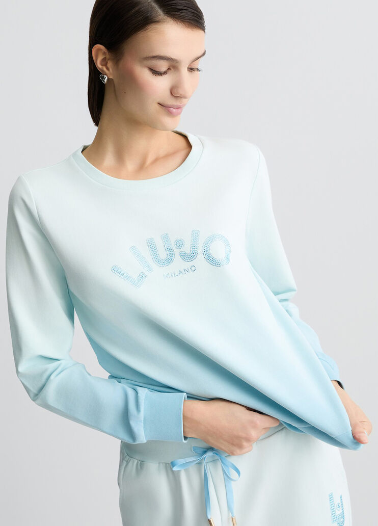 Sweatshirt with rhinestones light blue Liu Jo - large image number 2 Sweatshirt with rhinestones light blue Liu Jo - large image number 2