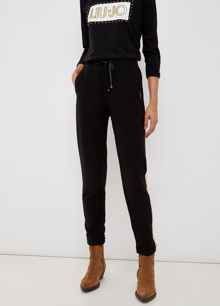 Pantalone con banda laminata nero Liu Jo - large image number 0