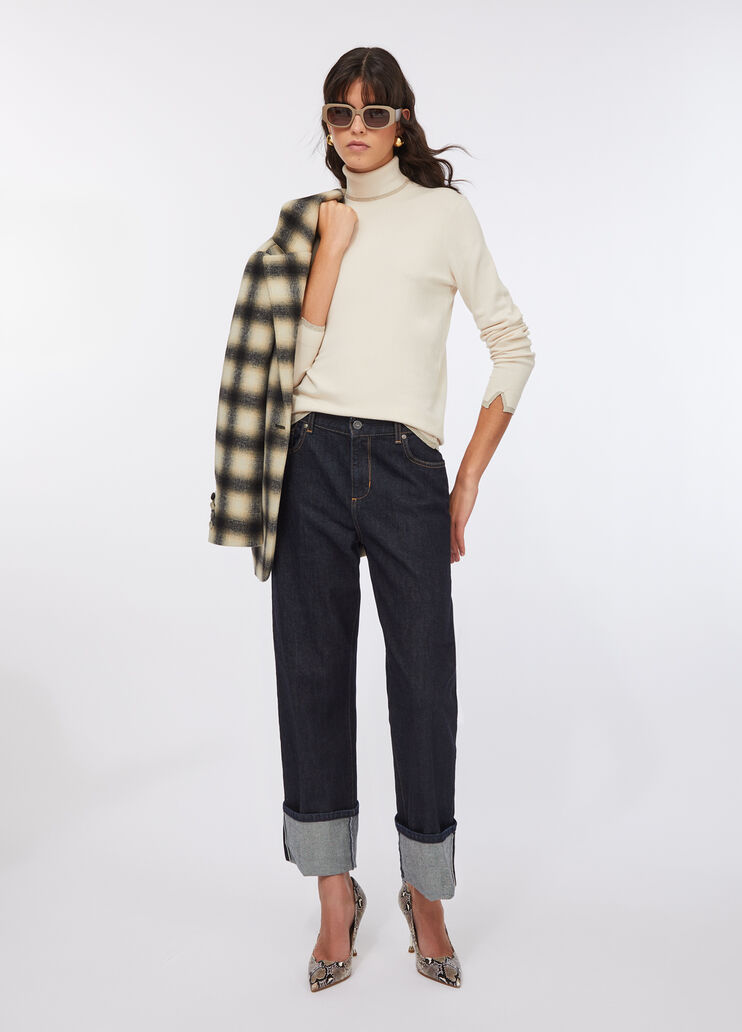 Rollkragenpullover mit Details aus Lurex&reg; Hellbeige Liu Jo - large image number 5