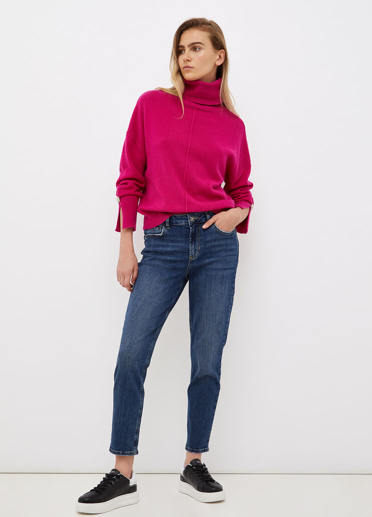 Turtleneck with jewel buttons fuchsia Liu Jo - large image number 3