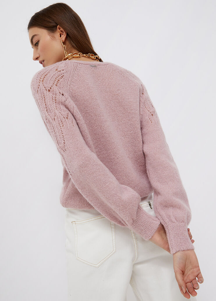 Perforated cardigan in alpaca blend powder pink Liu Jo - large image number 1