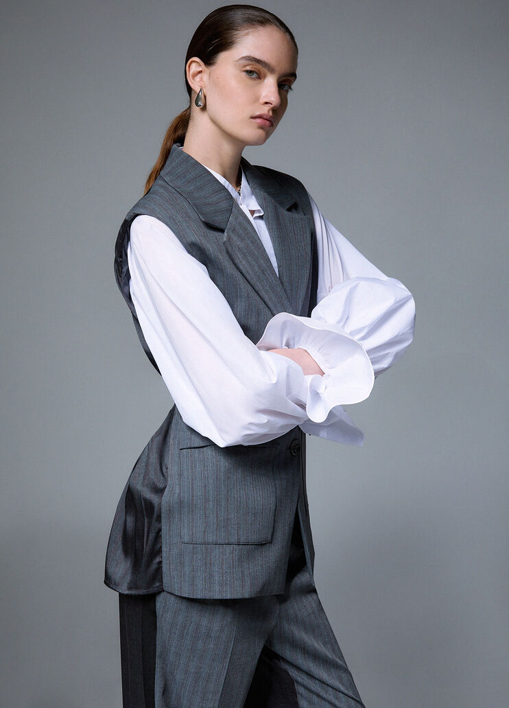 Gilet con pliss&eacute; grigio scuro Liu Jo - medium