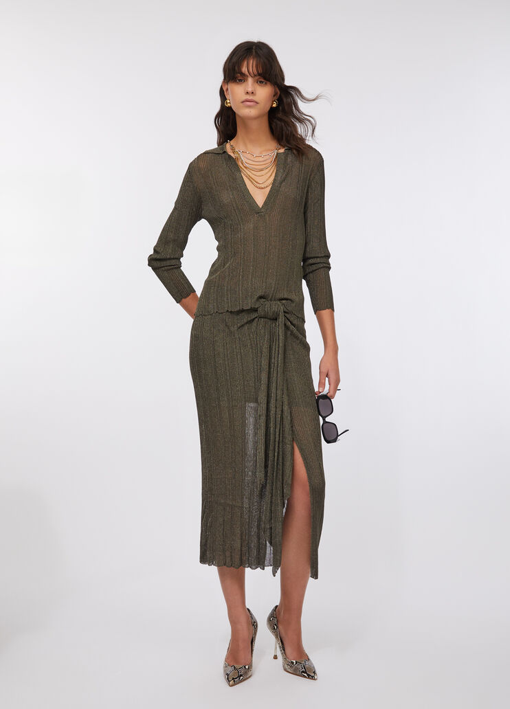 Jupe en maille Lurex® vert mousse Liu Jo - large image number 5