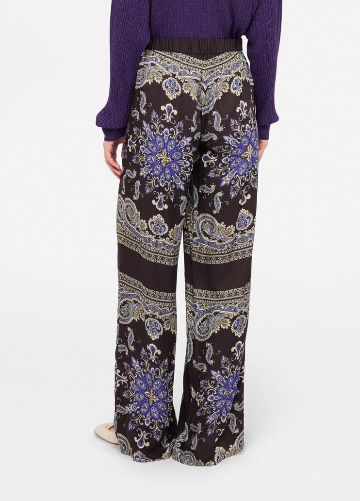 Pantalon en satin imprimé marron avec imprimé Liu Jo - large image number 1