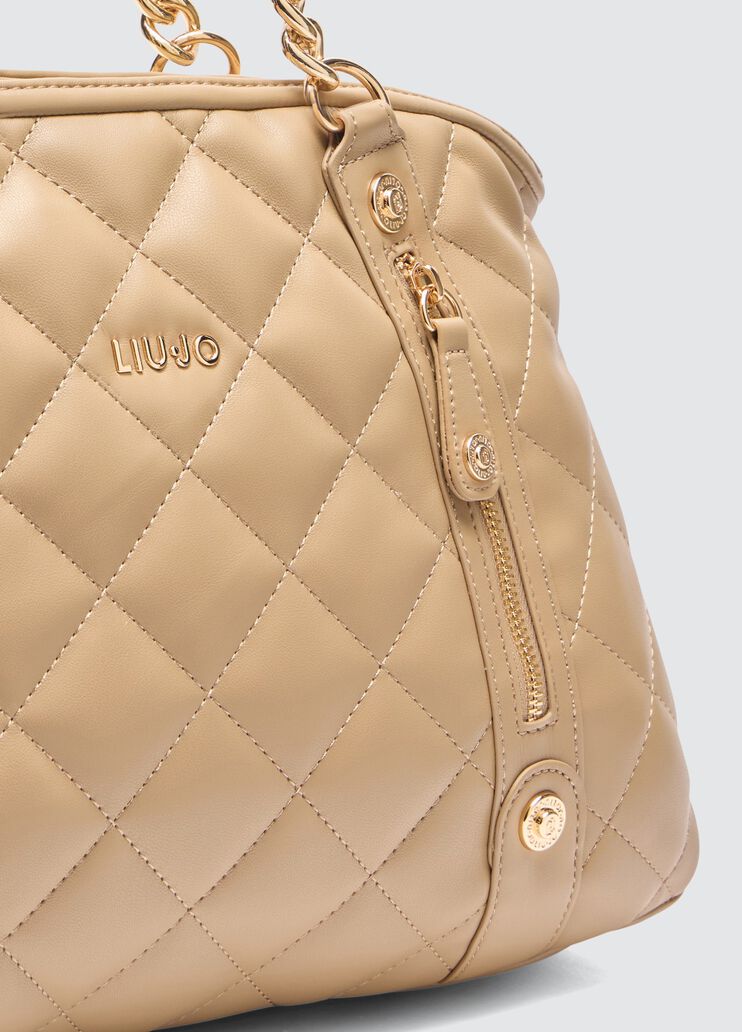 Quilted shopping tote with charm pink/iconic Liu Jo - large image number 4 Quilted shopping tote with charm pink/iconic Liu Jo - large image number 4