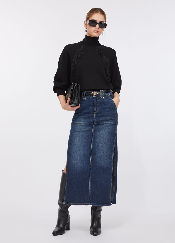 Wool turtleneck with lace black Liu Jo - medium