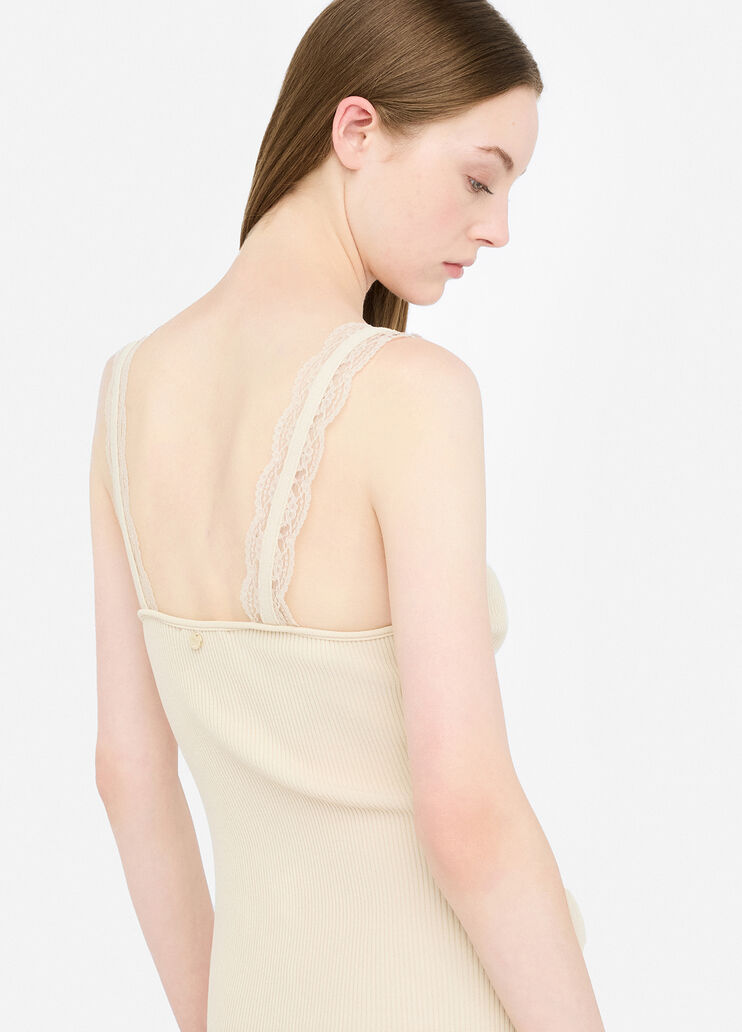 Короткое платье с кружевными деталями светло-бежевый Liu Jo - large image number 4