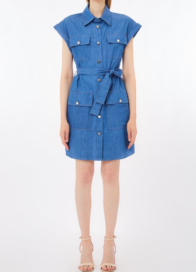 Robe chemisier en toile denim denim bleu fonc&eacute; Liu Jo - medium