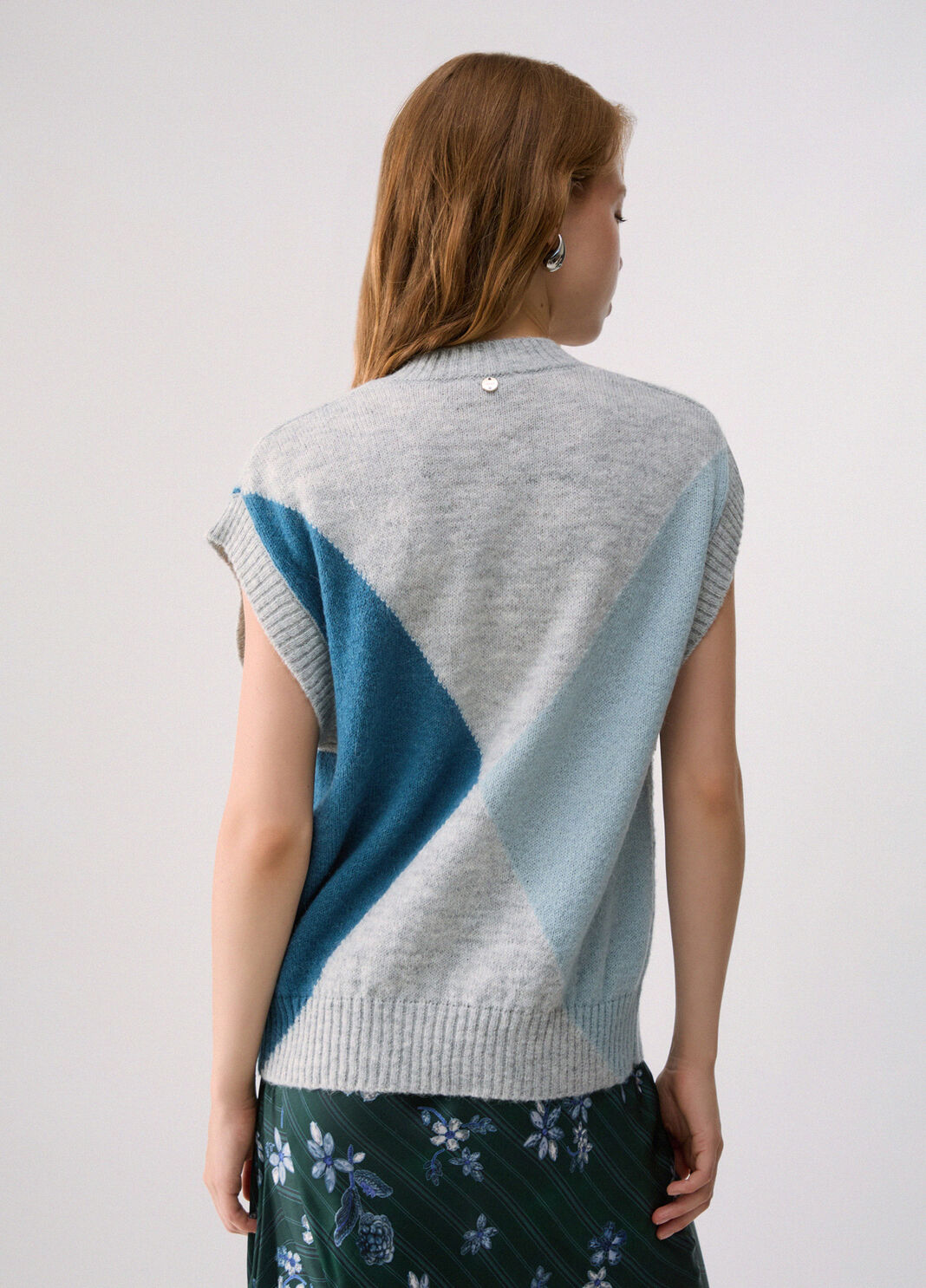 Vest Argyle with jewel embroidery blue Liu Jo - large image number 1