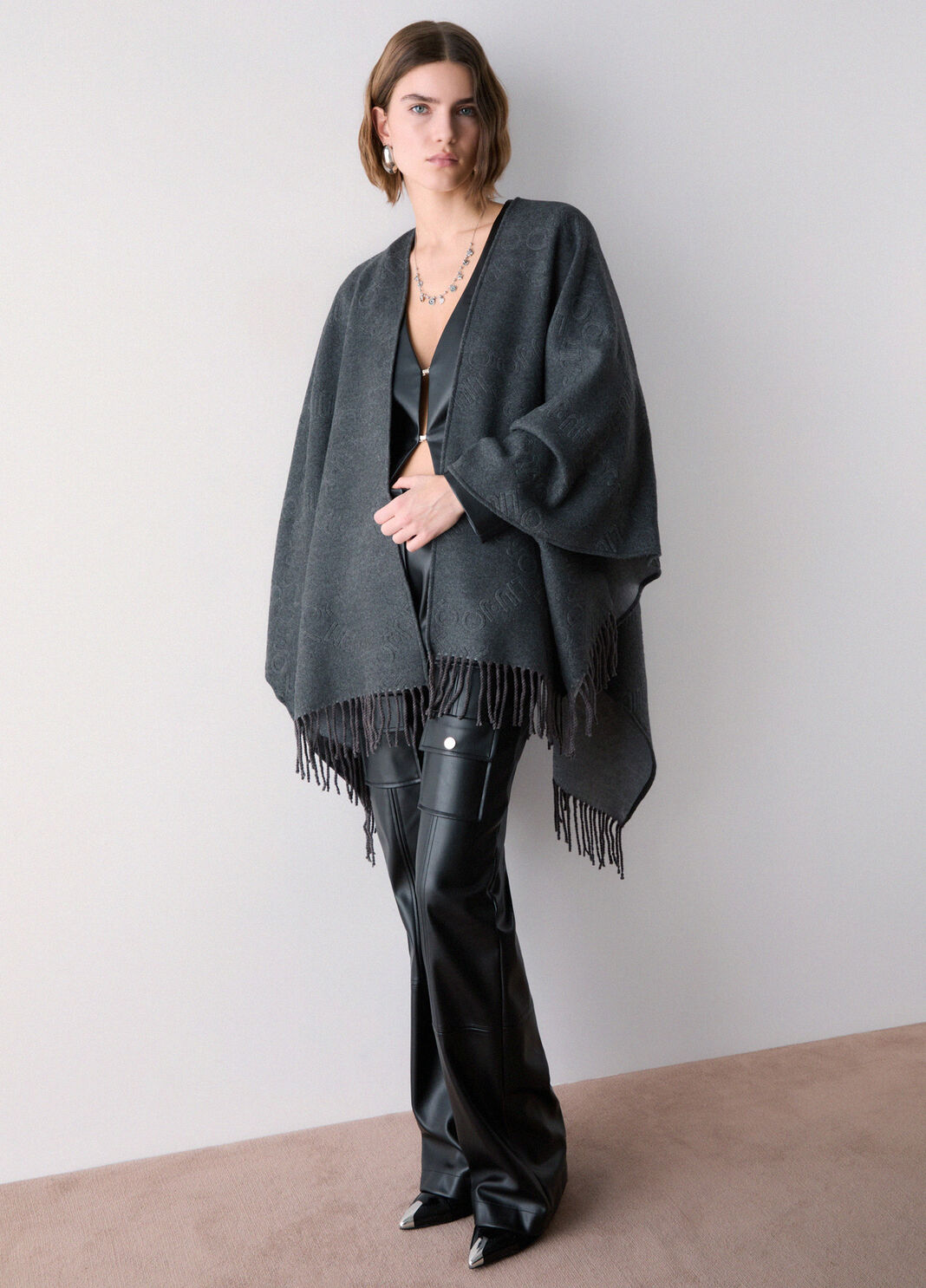 Poncho with embossed logo anthracite Liu Jo - large image number 2