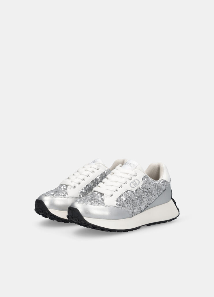 Sneakers with all-over glitter silver Liu Jo - large image number 2 Sneakers with all-over glitter silver Liu Jo - large image number 2