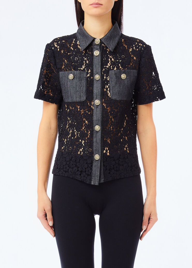 Hemd aus Spitze Denim-Schwarz Liu Jo - medium