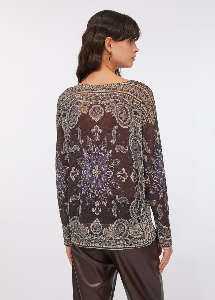 Lurex® jumper brown with print Liu Jo - large image number 1
