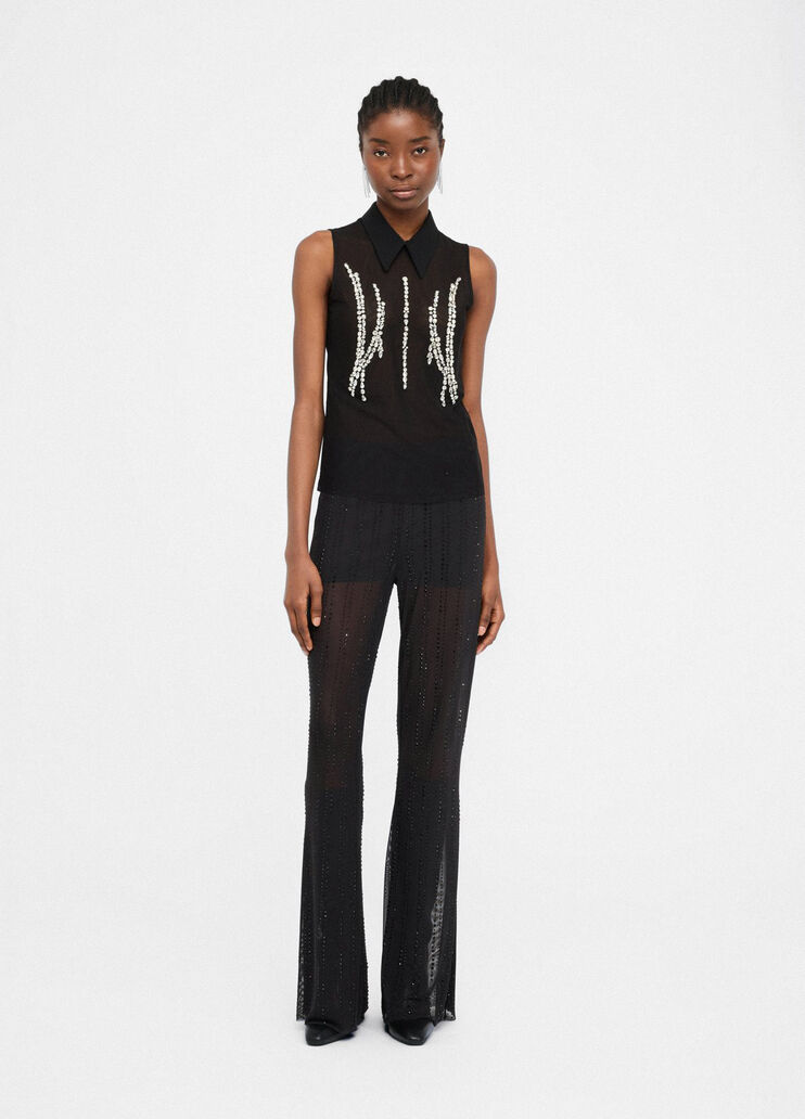 Tulle top with gemstones black Liu Jo - large image number 5 Tulle top with gemstones black Liu Jo - large image number 5