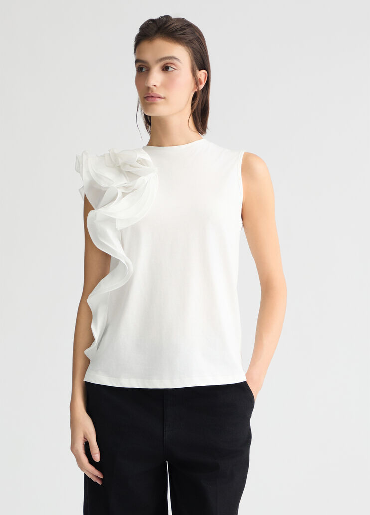 White T-shirt with flounced detailing white Liu Jo - medium White T-shirt with flounced detailing white Liu Jo - medium