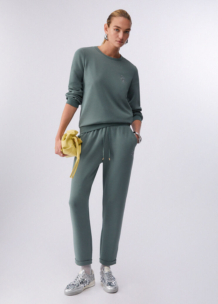 Sweat en n&eacute;opr&egrave;ne avec logo vert militaire Liu Jo - medium