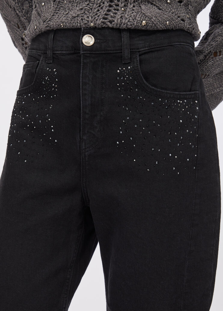 Jean boyfriend avec strass denim noir Liu Jo - medium