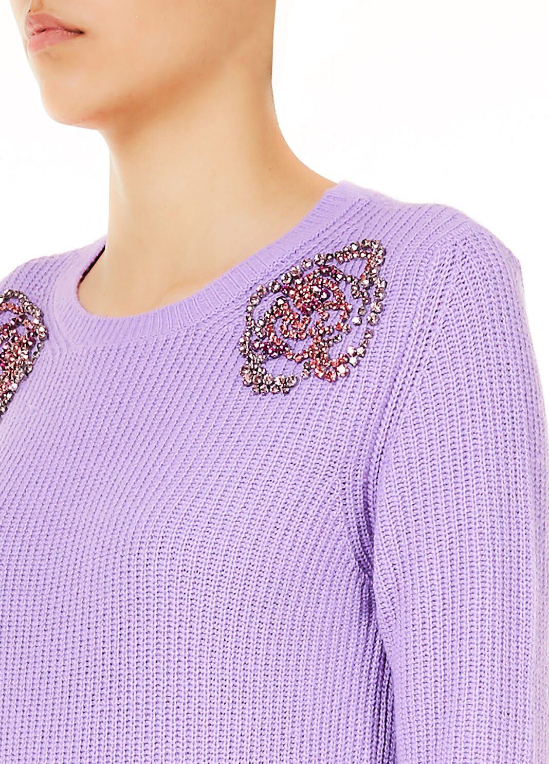 Wool sweater with jewel embroidery lavender Liu Jo - large image number 2