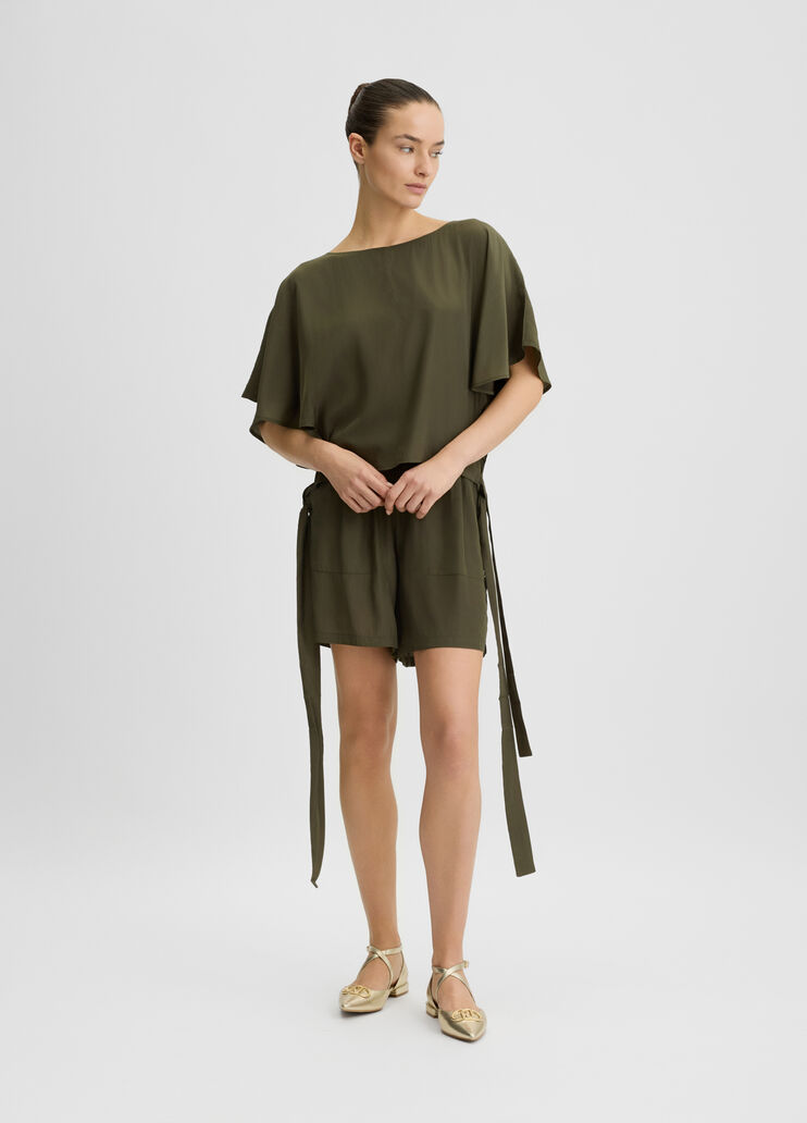 Blouse with ties moss Liu Jo - large image number 3 Blouse with ties moss Liu Jo - large image number 3