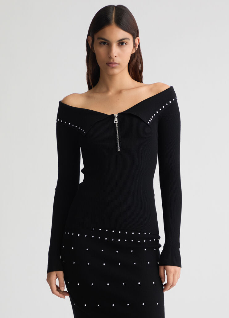 Top with zip and studs black Liu Jo - medium Top with zip and studs black Liu Jo - medium