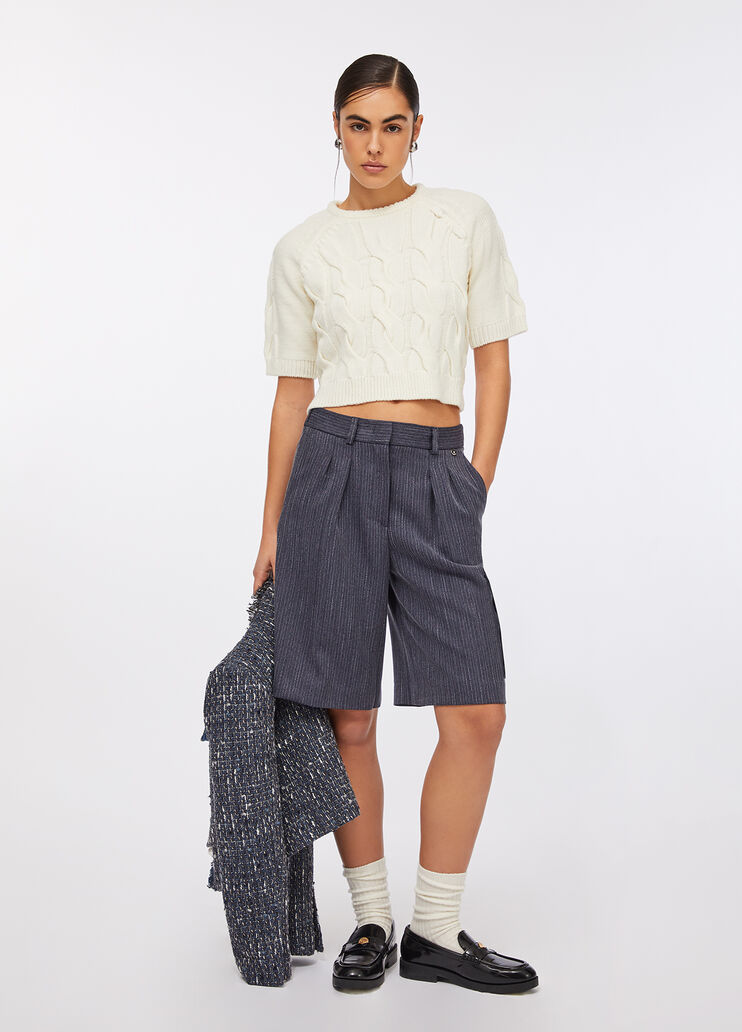 Cable knit wool sweater white Liu Jo - large image number 5