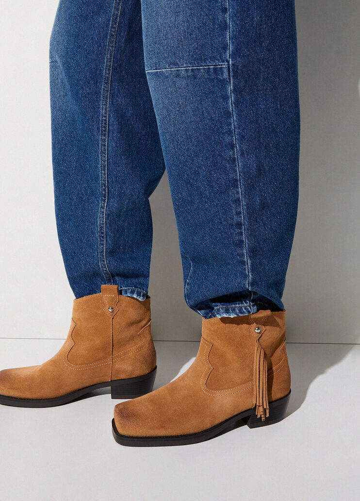 Western-Stiefeletten aus Veloursleder Cognac Liu Jo - medium