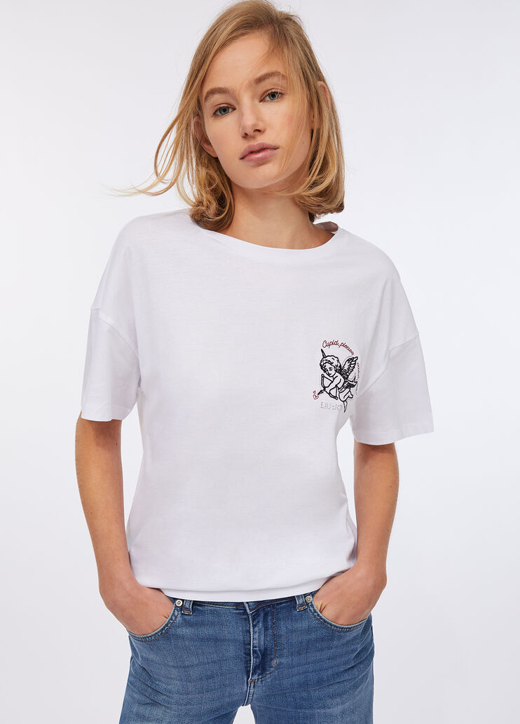 T-shirt with embroidery and rhinestones white Liu Jo - large image number 0 T-shirt with embroidery and rhinestones white Liu Jo - large image number 0
