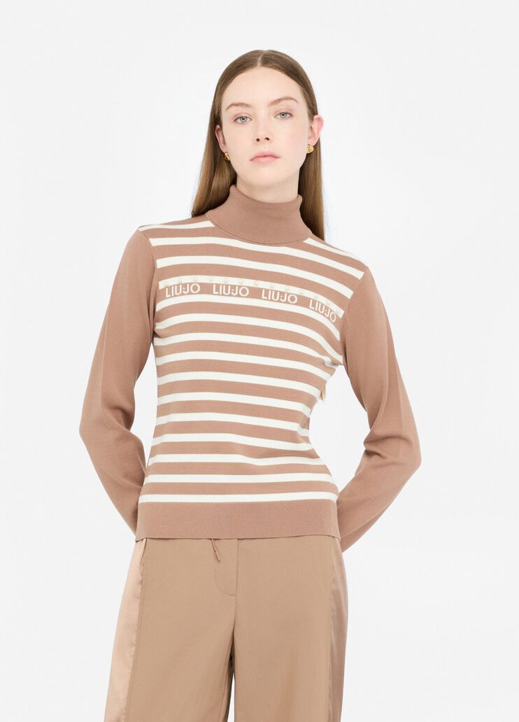 Striped polo-neck jumper chocolate Liu Jo - medium Striped polo-neck jumper chocolate Liu Jo - medium