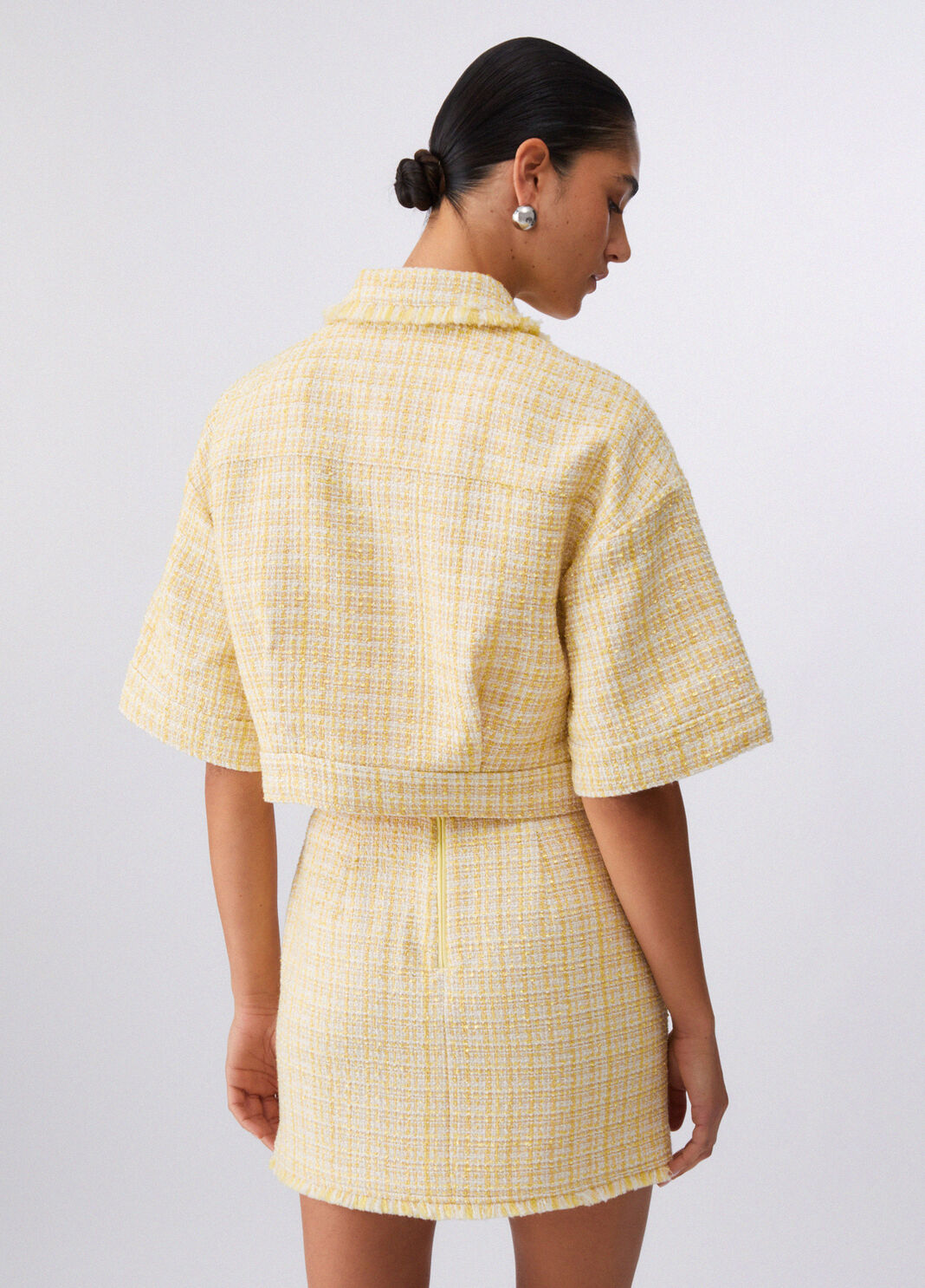 Giacca cropped in boucl&eacute; giallo Liu Jo - large image number 1