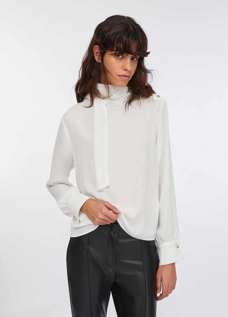 Blouse avec écharpe blanc laine Liu Jo - large image number 0
