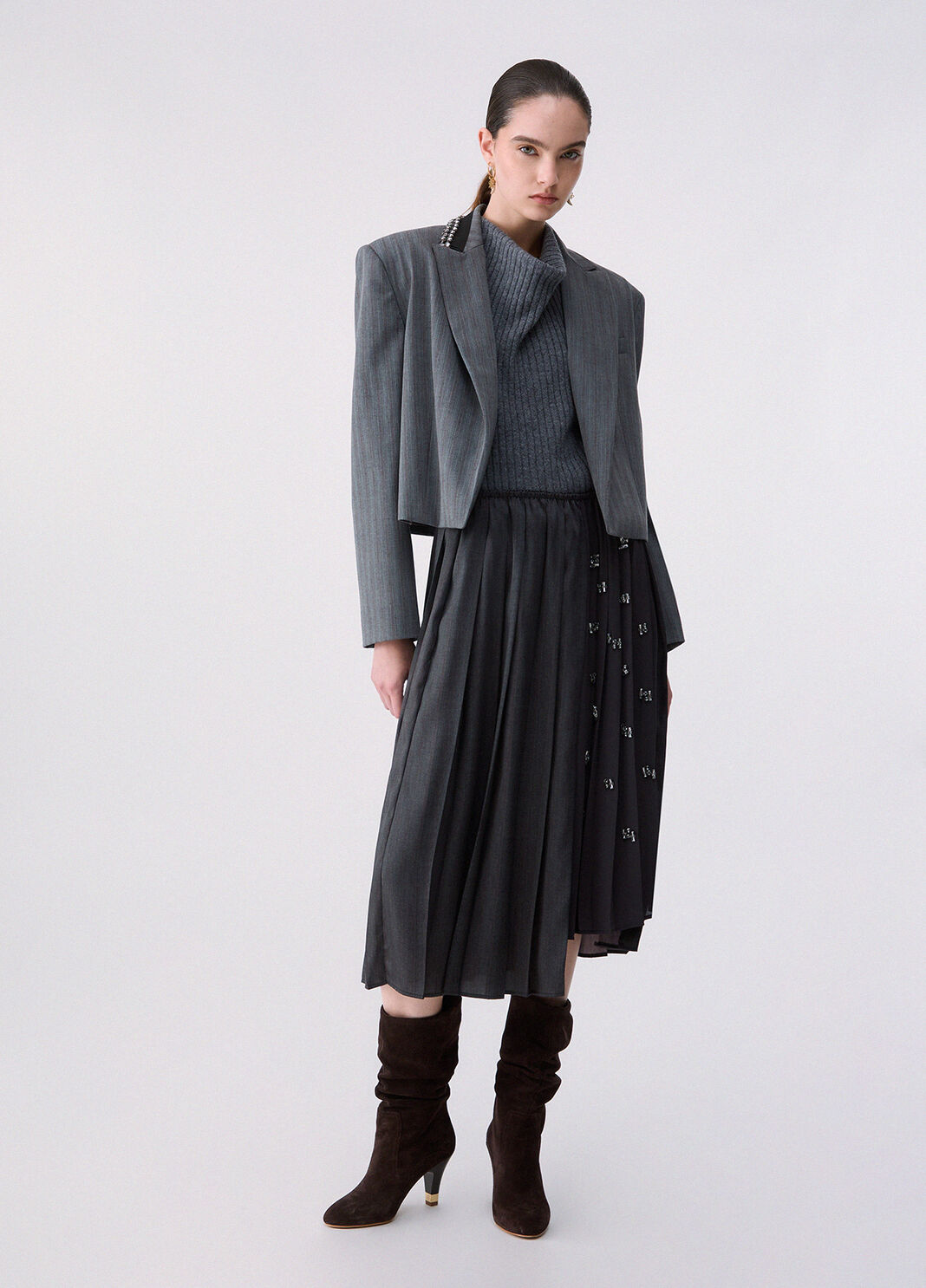 Jacke Cropped Nadelstreifen Dunkelgrau Liu Jo - large image number 5
