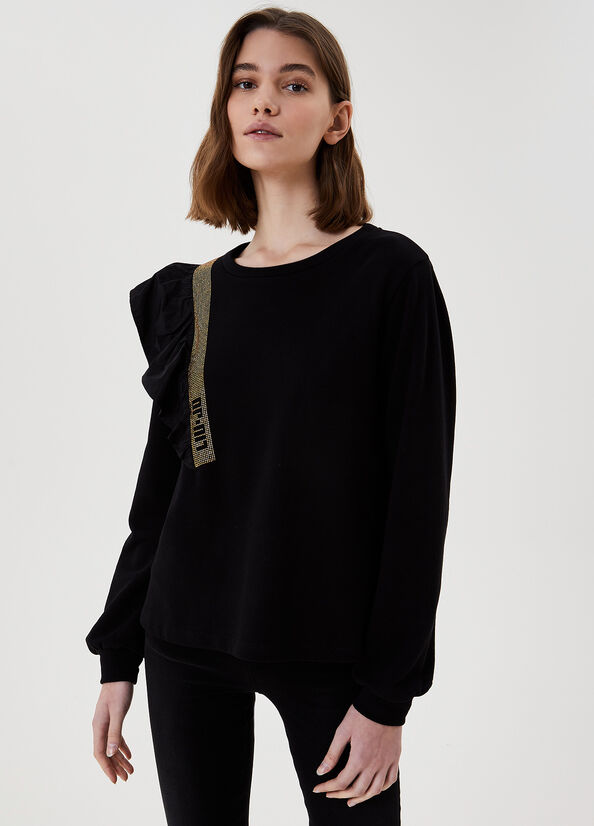 Sweatshirt with flounces  Black Liu Jo - large image number 0