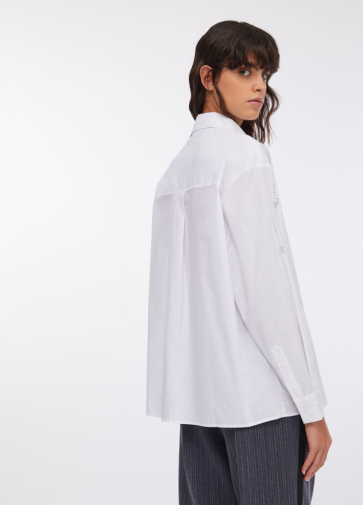 Camisa de algodón con strass blanco/logotipo Liu Jo - large image number 1