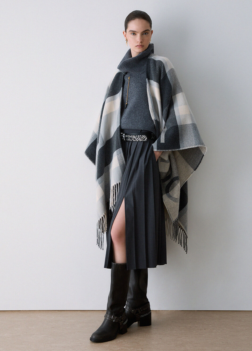 Poncho kariert Jacquard Anthrazit Liu Jo - large image number 2