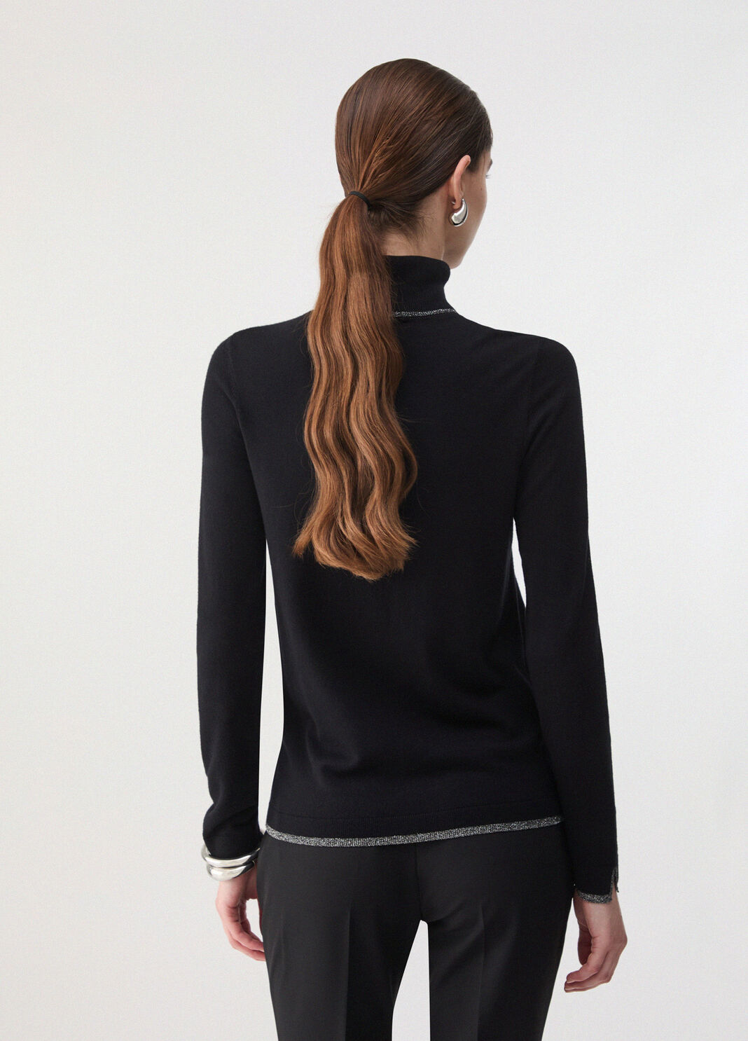 Rollkragenpullover mit Lurex&reg;-Details schwarz Liu Jo - large image number 1