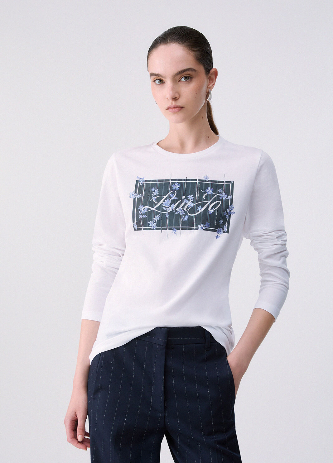 Logo T-shirt white/green Liu Jo - large image number 0