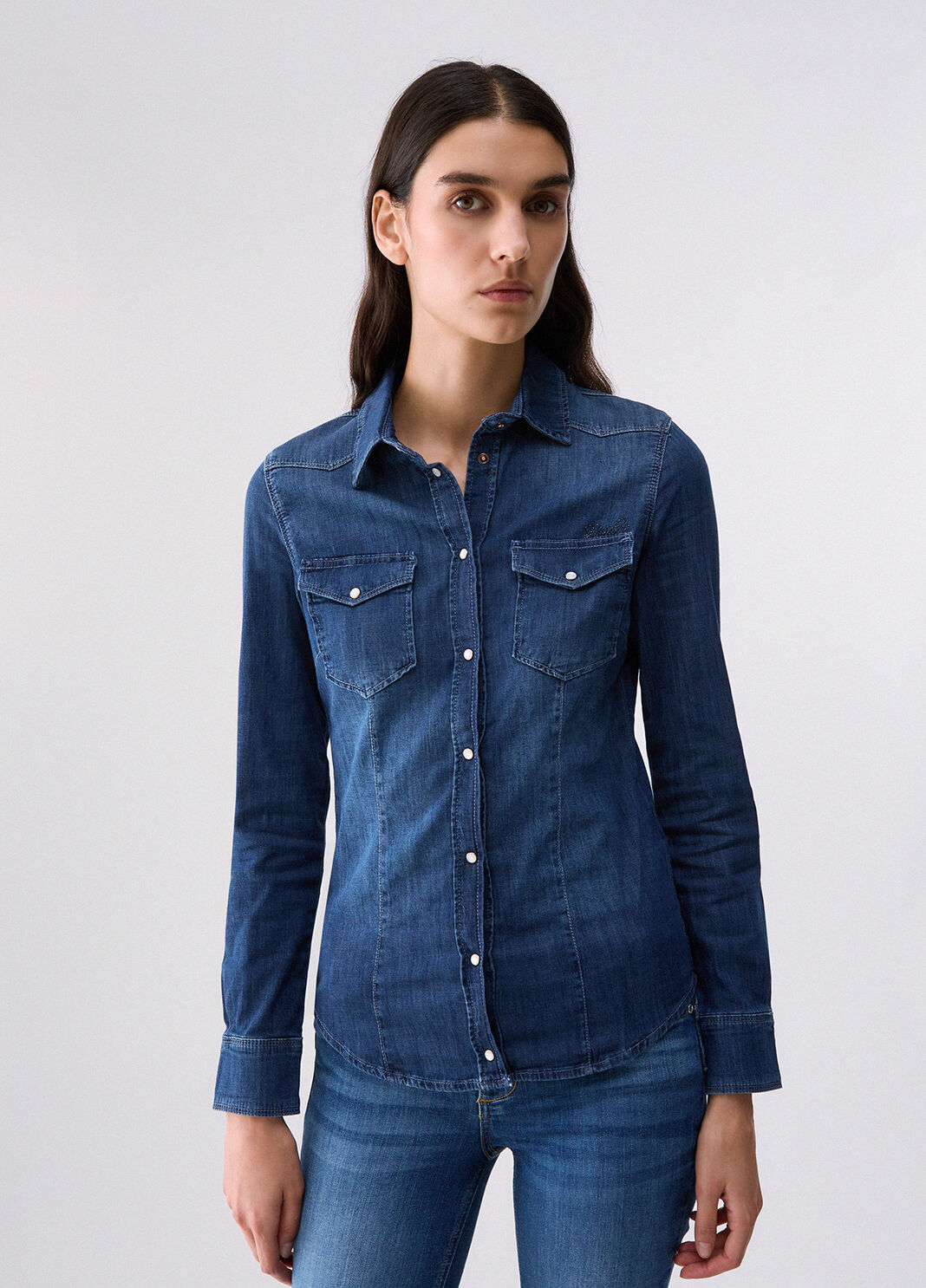 Denim shirt with embroidery blue denim Liu Jo - large image number 0