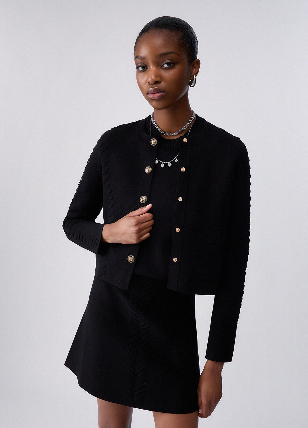 Cardigan with braided details black Liu Jo - large image number 0