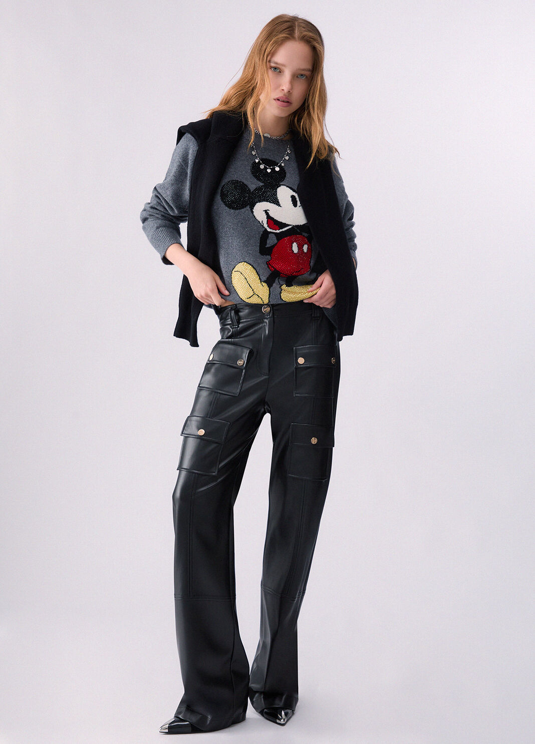 Maglia jacquard in lana Mr Mouse grigio Liu Jo - large image number 5