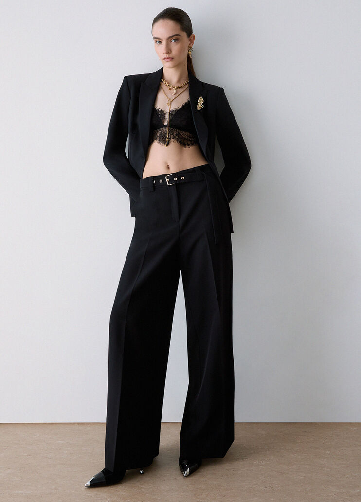 Wide-leg trousers with belt black Liu Jo - medium