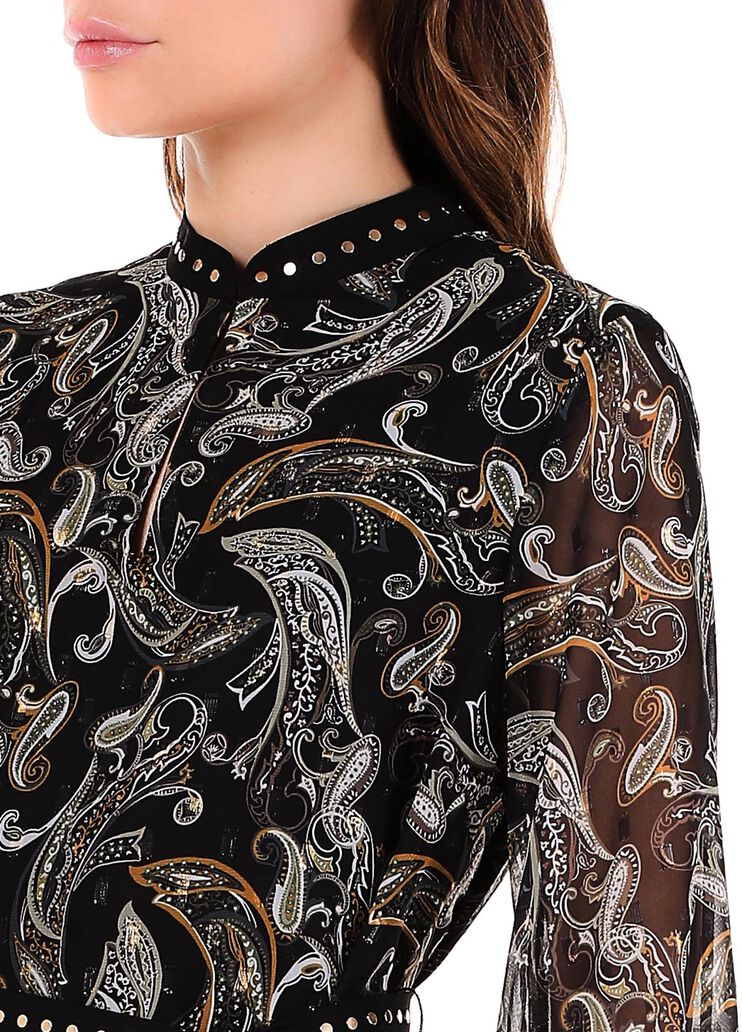 Vestito corto in plissé stampato nero/cachemire Liu Jo - large image number 2